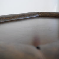 46x34x22-Inch – Dark Wood & Leather-Trim Coffee Table w/ Shelf