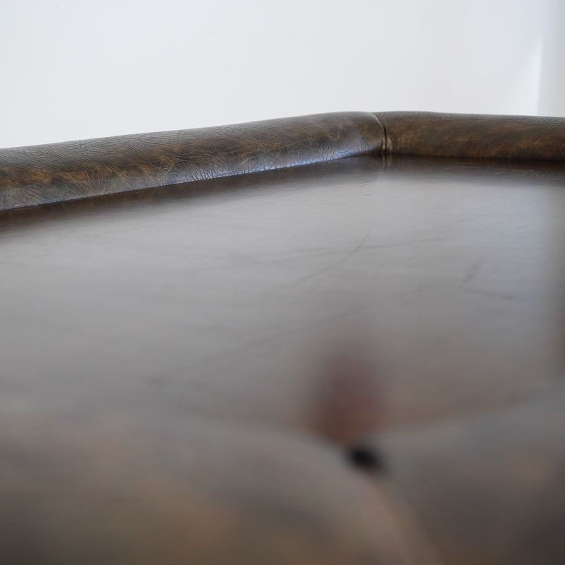 46x34x22-Inch – Dark Wood & Leather-Trim Coffee Table w/ Shelf