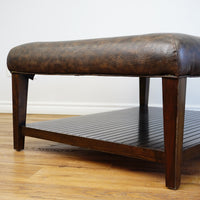 46x34x22-Inch – Dark Wood & Leather-Trim Coffee Table w/ Shelf