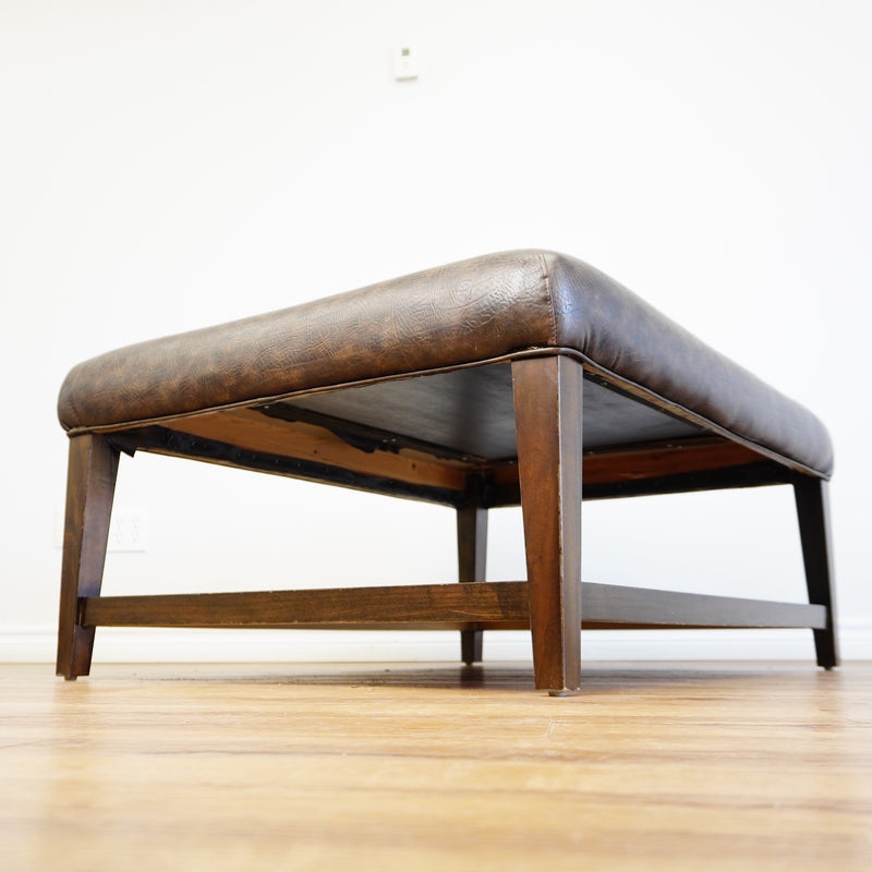 46x34x22-Inch – Dark Wood & Leather-Trim Coffee Table w/ Shelf