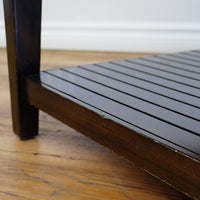 46x34x22-Inch – Dark Wood & Leather-Trim Coffee Table w/ Shelf