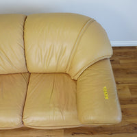64x38x33-Inch – Tan Leather Loveseat with Plush Cushions