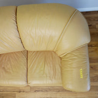 64x38x33-Inch – Tan Leather Loveseat with Plush Cushions