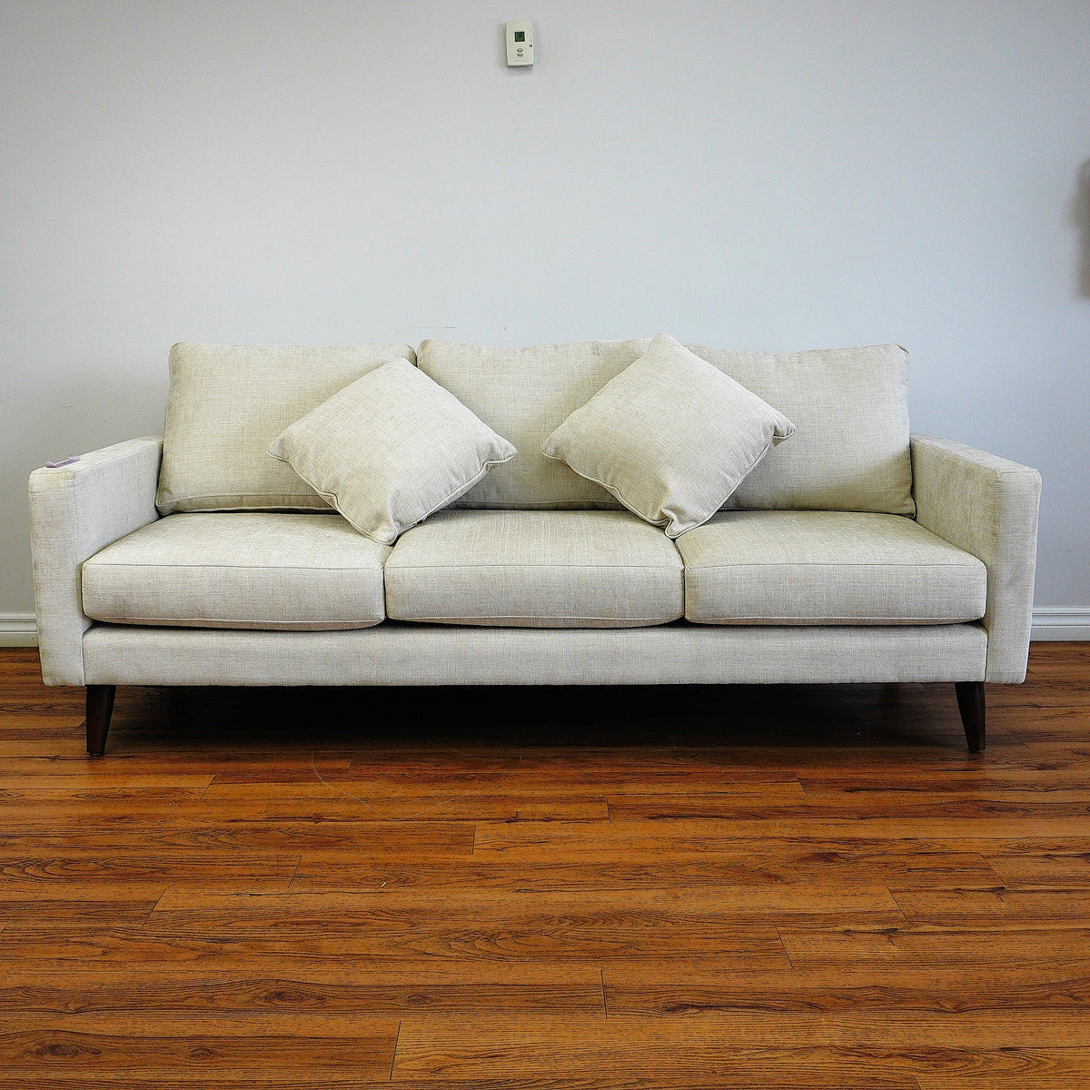 84x30x35-in Roomy Off-White 3-person Sofa with 2 End Pillows