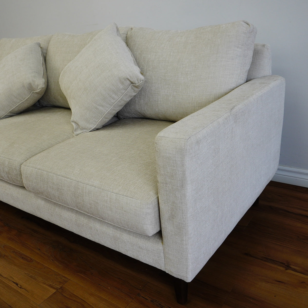 84x30x35-in Roomy Off-White 3-person Sofa with 2 End Pillows