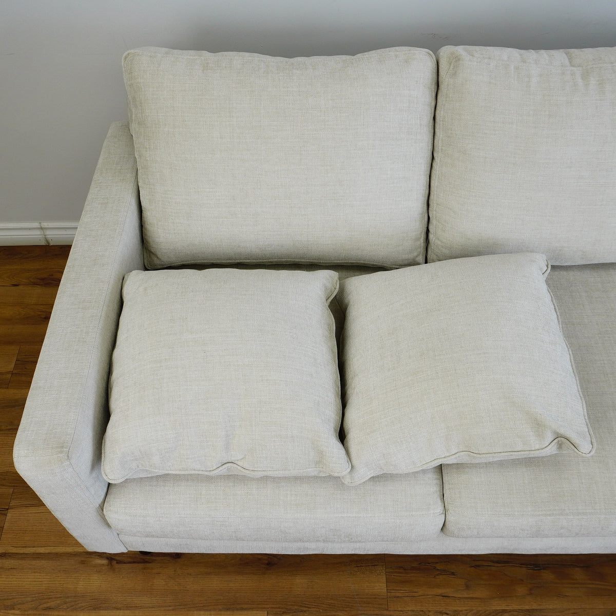 84x30x35-in Roomy Off-White 3-person Sofa with 2 End Pillows
