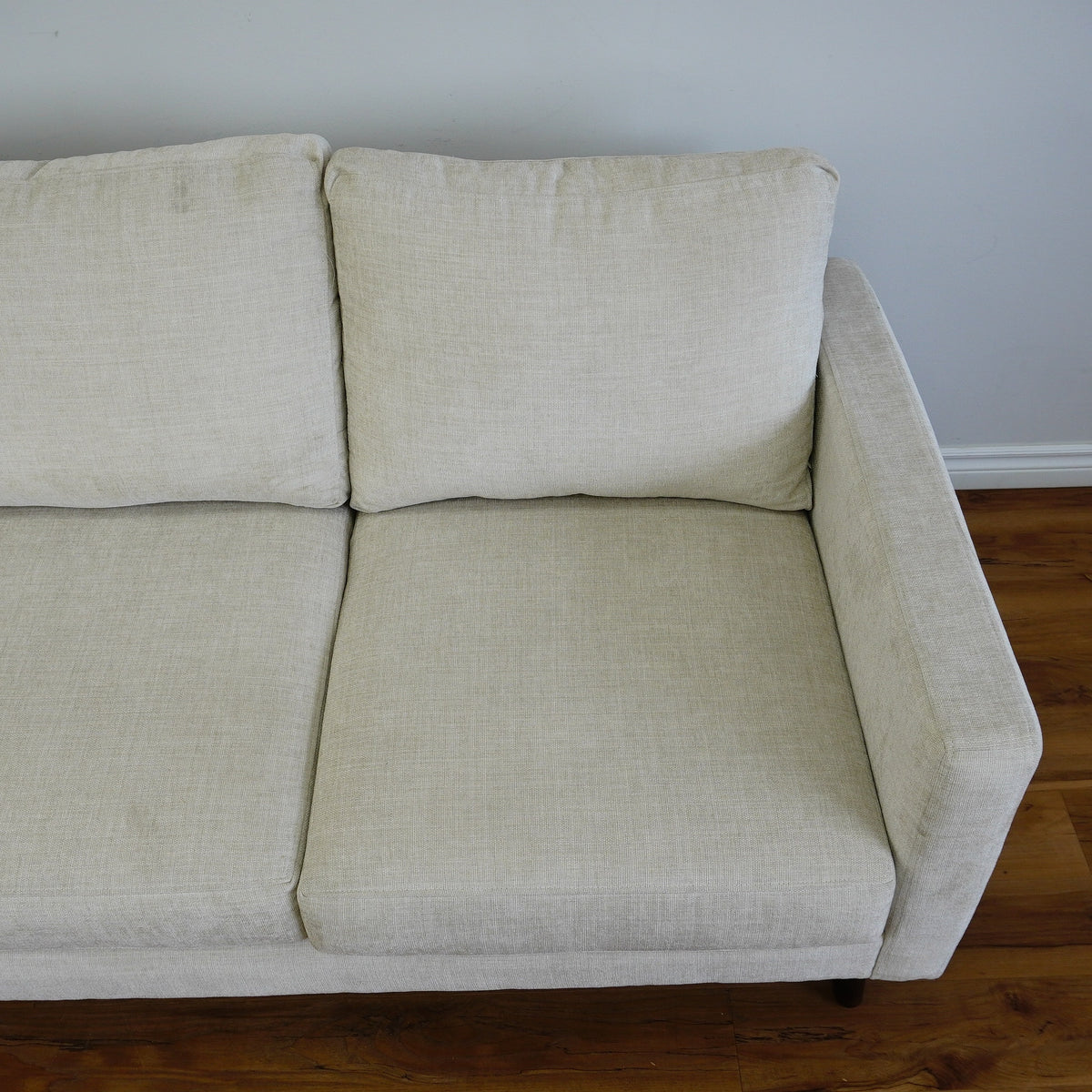 84x30x35-in Roomy Off-White 3-person Sofa with 2 End Pillows