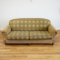 88x40x36-Inch – Classic Ecru Patterned Upholstered Sofa – Nailhead Trim