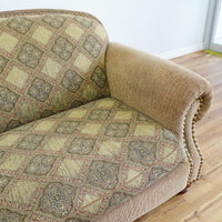 88x40x36-Inch – Classic Ecru Patterned Upholstered Sofa – Nailhead Trim