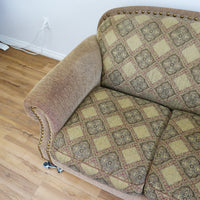 64x40x36-Inch – Classic Ecru Patterned Upholstered Loveseat – Nailhead Trim