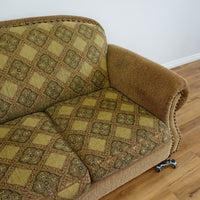 64x40x36-Inch – Classic Ecru Patterned Upholstered Loveseat – Nailhead Trim