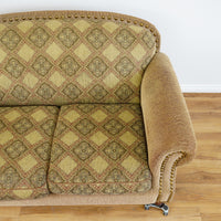 64x40x36-Inch – Classic Ecru Patterned Upholstered Loveseat – Nailhead Trim