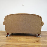 64x40x36-Inch – Classic Ecru Patterned Upholstered Loveseat – Nailhead Trim