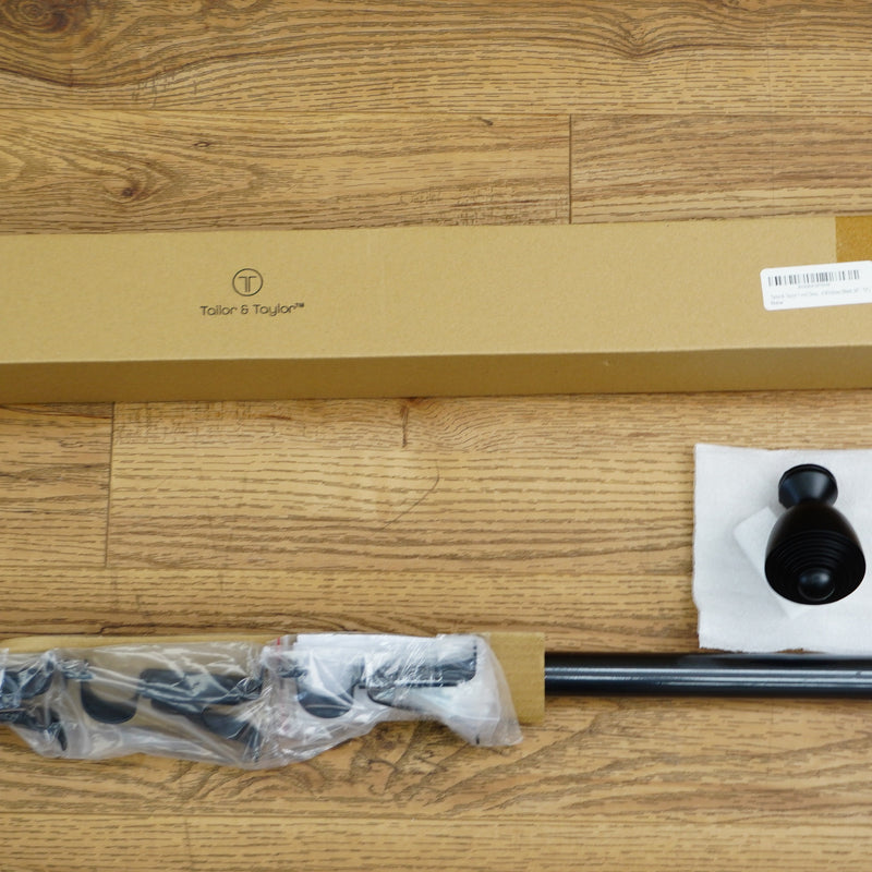 Tailor & Taylor 1‑Inch Adjustable Curtain Rod Set – Black – 36 to 72-inch