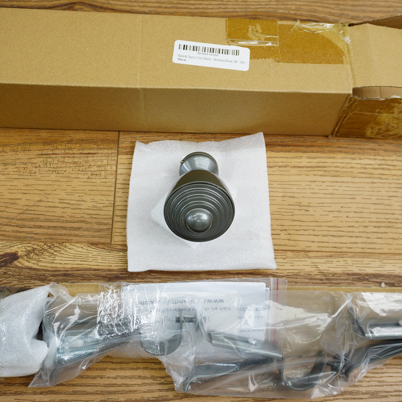 Tailor & Taylor 1‑Inch Adjustable Curtain Rod Set – Silver – 36 to 72-inch