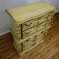 42×20×52‑Inch Ornate Tallboy Dresser – Laguna Cream Distressed – 5‑Drawer
