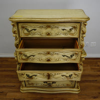 42×20×52‑Inch Ornate Tallboy Dresser – Laguna Cream Distressed – 5‑Drawer