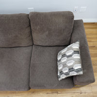 82×36×31‑Inch Upholstered Sofa – Brown Fabric with Accent Pillows
