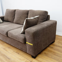 82×36×31‑Inch Upholstered Sofa – Brown Fabric with Accent Pillows
