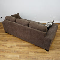 82×36×31‑Inch Upholstered Sofa – Brown Fabric with Accent Pillows