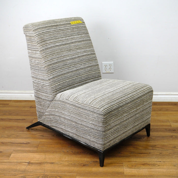 25×35×35-Inch Striped Upholstered Lounge Chair – Dark Metal Base
