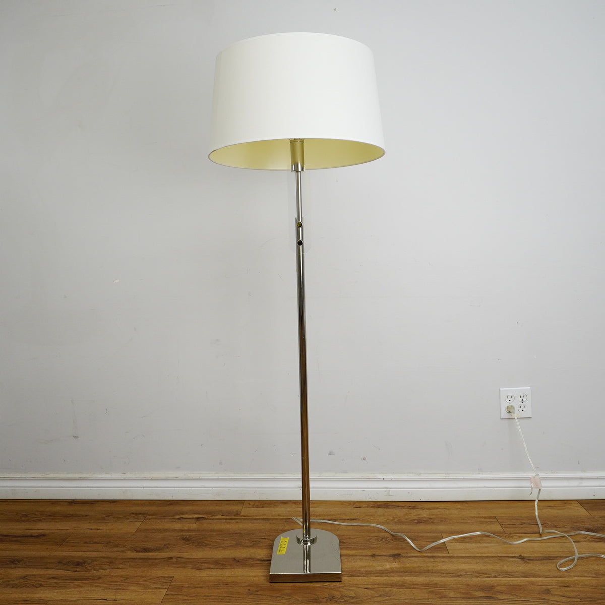 Jake Floor Lamp – Polished Silver & White Linen – Ralph Lauren LT1121PN1