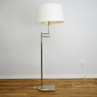 Jake Floor Lamp – Polished Silver & White Linen – Ralph Lauren LT1121PN1