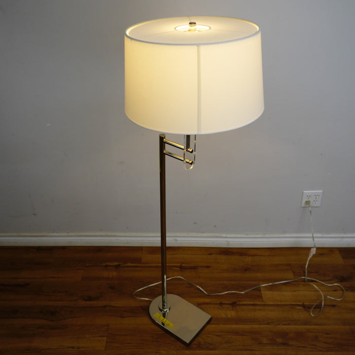 Jake Floor Lamp – Polished Silver & White Linen – Ralph Lauren LT1121PN1