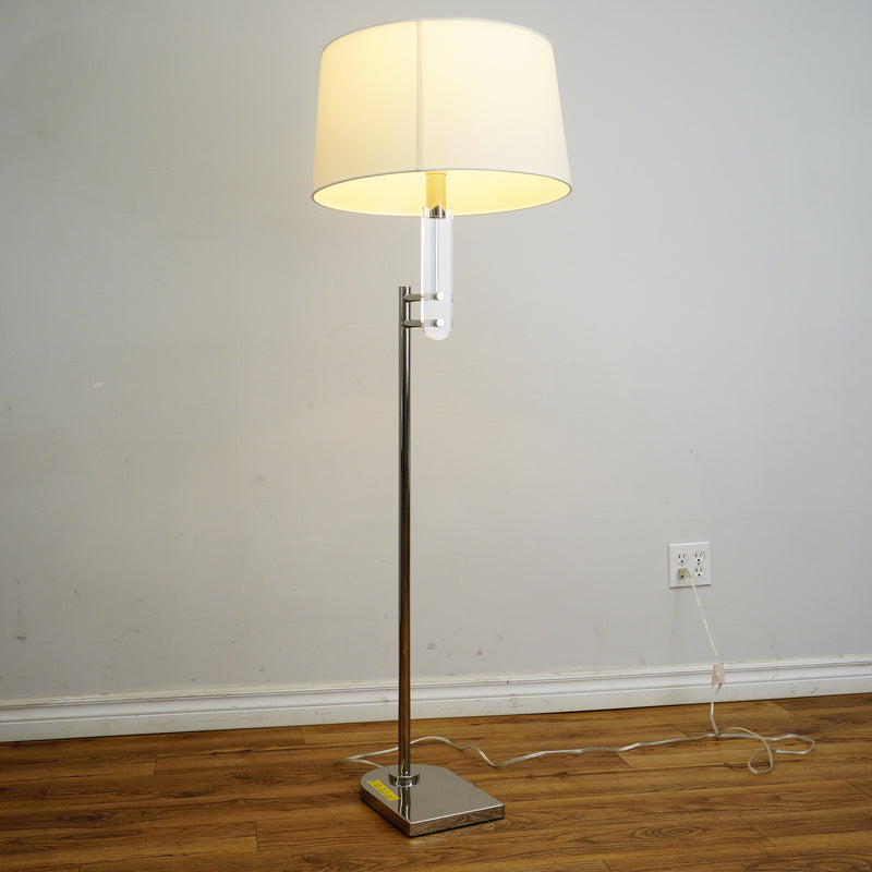 Jake Floor Lamp – Polished Silver & White Linen – Ralph Lauren LT1121PN1