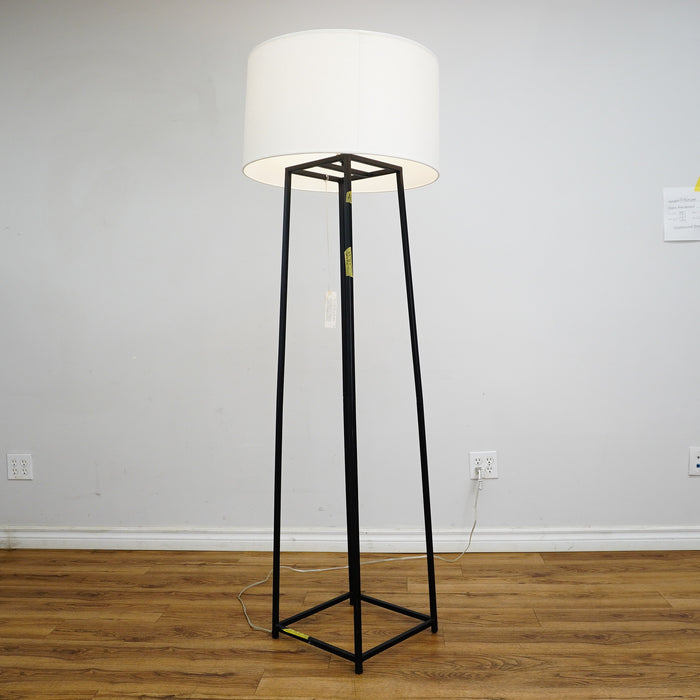 Cooper Floor Lamp – Wrought Iron & Oyster Linen – Robert Abbey 1246