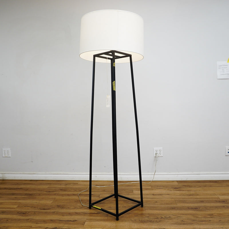 Cooper Floor Lamp – Wrought Iron & Oyster Linen – Robert Abbey 1246