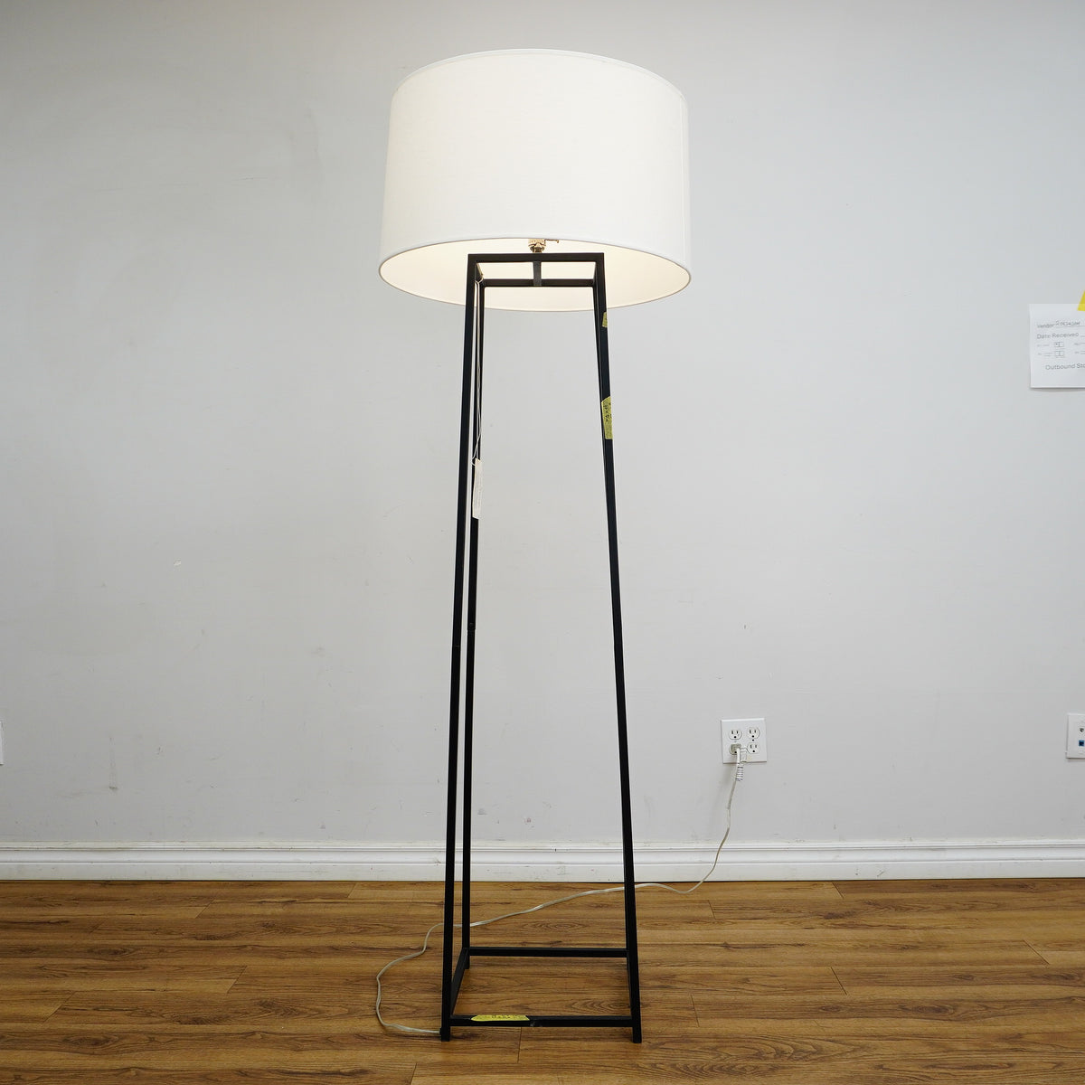 Cooper Floor Lamp – Wrought Iron & Oyster Linen – Robert Abbey 1246