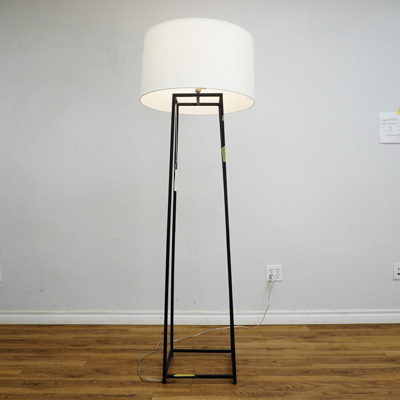 Cooper Floor Lamp – Wrought Iron & Oyster Linen – Robert Abbey 1246