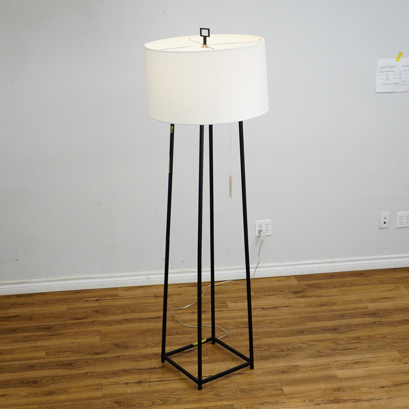 Cooper Floor Lamp – Wrought Iron & Oyster Linen – Robert Abbey 1246