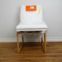 26×20×33-In Side Chair - White Naugahyde & Polished Stainless - Creased