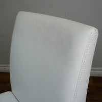 26×20×33-In Side Chair - White Naugahyde & Polished Stainless - Creased