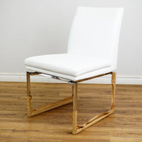26×20×33-In Side Chair - White Naugahyde & Polished Stainless - Creased