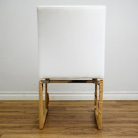 26×20×33-In Side Chair - White Naugahyde & Polished Stainless - Creased