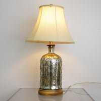 22-Inch Decorative Table Lamp – Silver Glass Base with Beige Shade