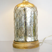 22-Inch Decorative Table Lamp – Silver Glass Base with Beige Shade