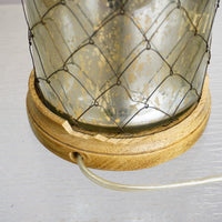 22-Inch Decorative Table Lamp – Silver Glass Base with Beige Shade