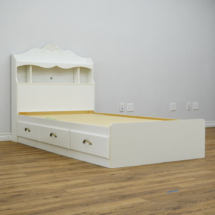 42×84×47‑Inch Platform Storage Bed – Headboard Shelves & Frame Drawers