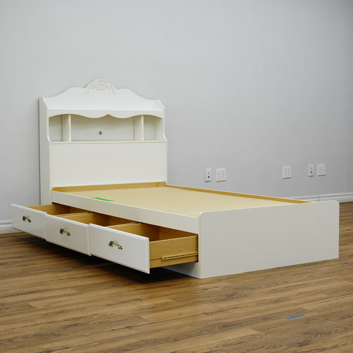 42×84×47‑Inch Platform Storage Bed – Headboard Shelves & Frame Drawers