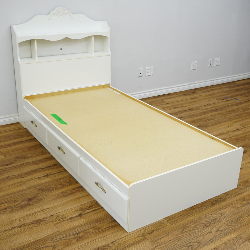 42×84×47‑Inch Platform Storage Bed – Headboard Shelves & Frame Drawers