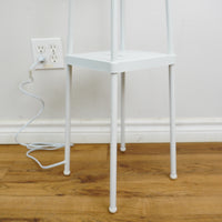 48‑Inch White Floor Lamp with Shelves – 10×10" Base – 14" Shade