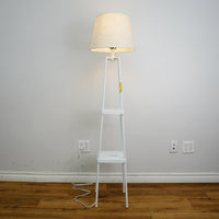 48‑Inch White Floor Lamp with Shelves – 10×10" Base – 14" Shade