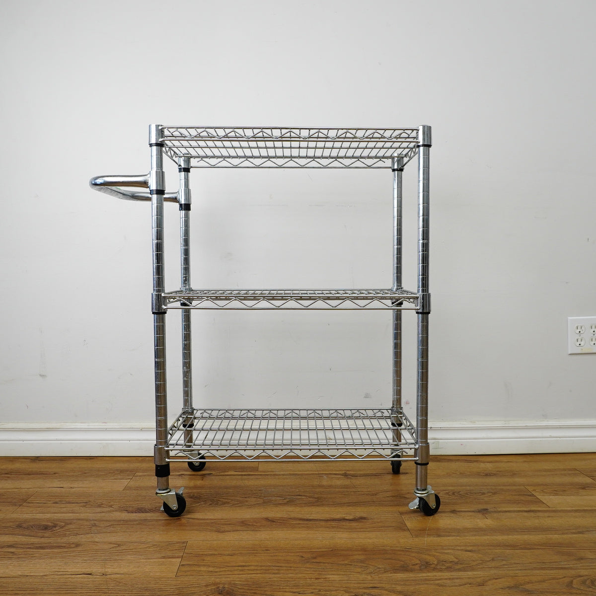 33×14×24‑Inch Metal Utility Cart – Three‑Tier Wire Shelving with Wheels