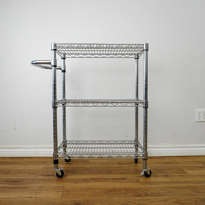 33×14×24‑Inch Metal Utility Cart – Three‑Tier Wire Shelving with Wheels