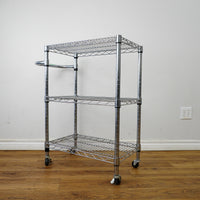 33×14×24‑Inch Metal Utility Cart – Three‑Tier Wire Shelving with Wheels