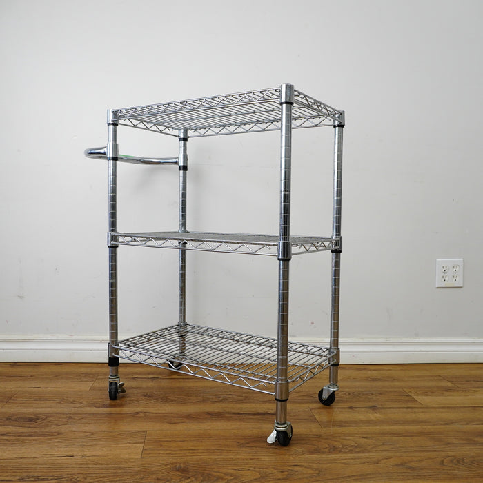 33×14×24‑Inch Metal Utility Cart – Three‑Tier Wire Shelving with Wheels